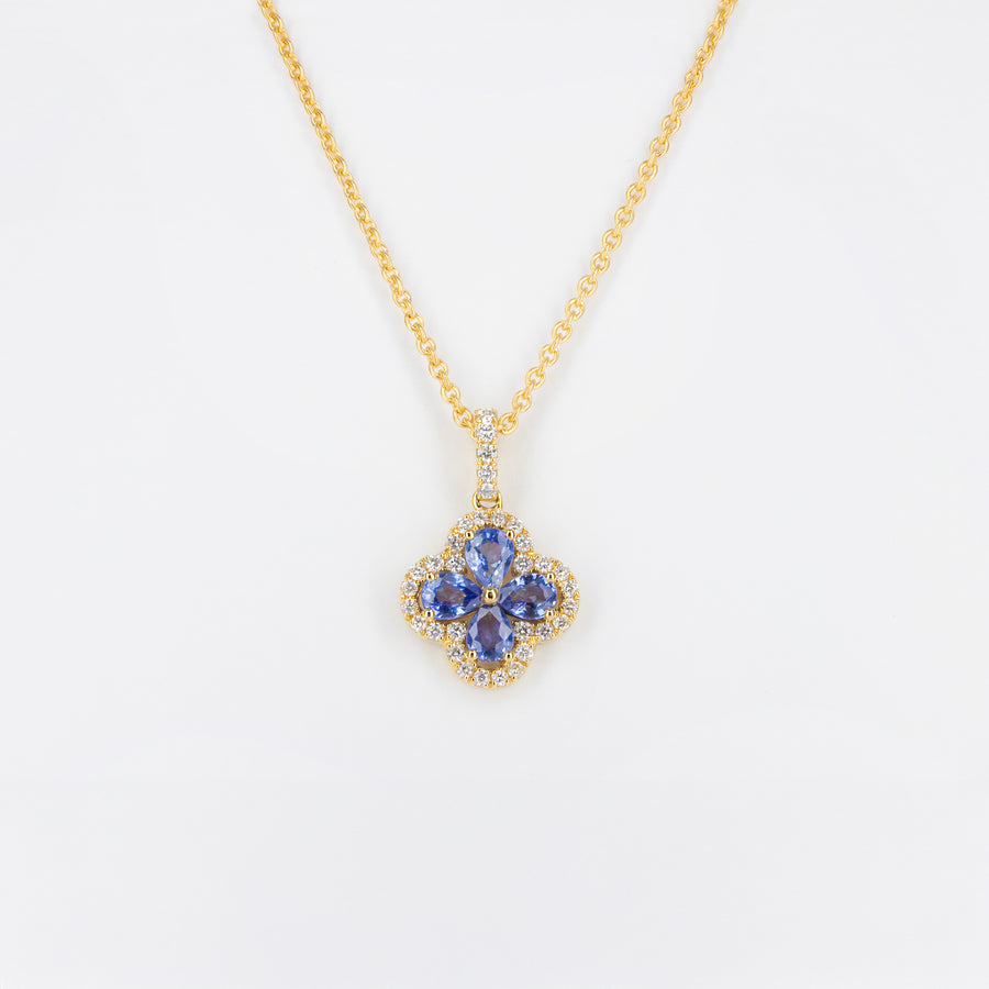 Collier or jaune orné de saphirs