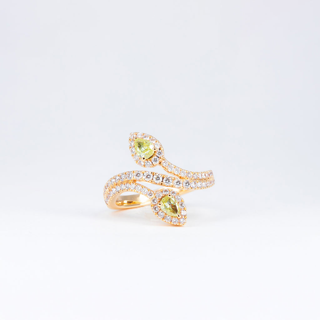 Bague diamants poire jonquille