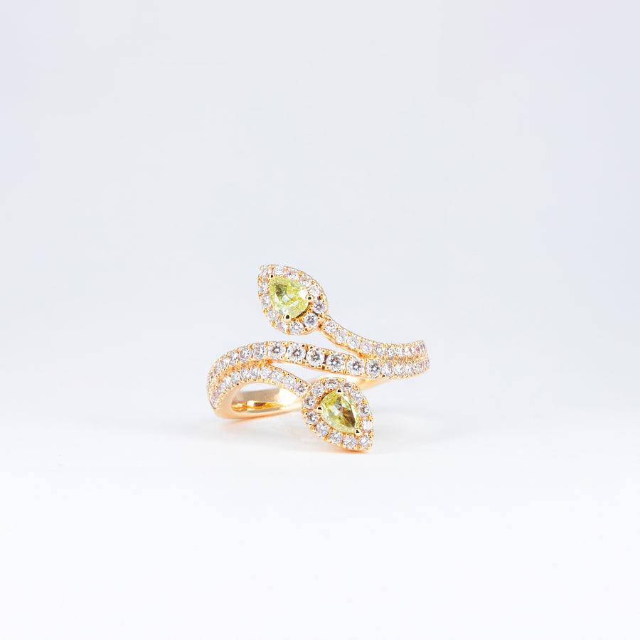 Bague diamants poire jonquille