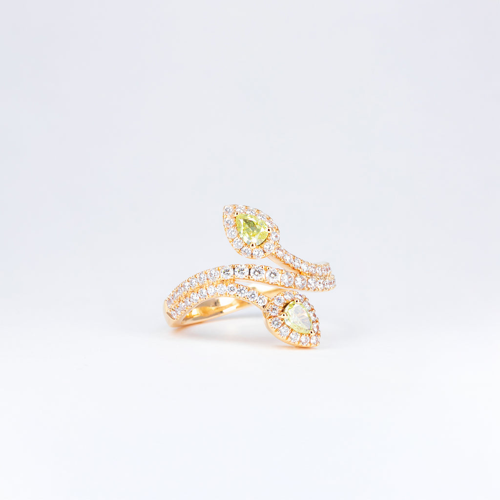 Bague diamants poire jonquille
