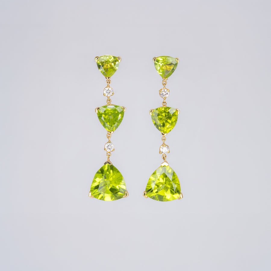 Boucles d’oreilles  péridots  et diamants