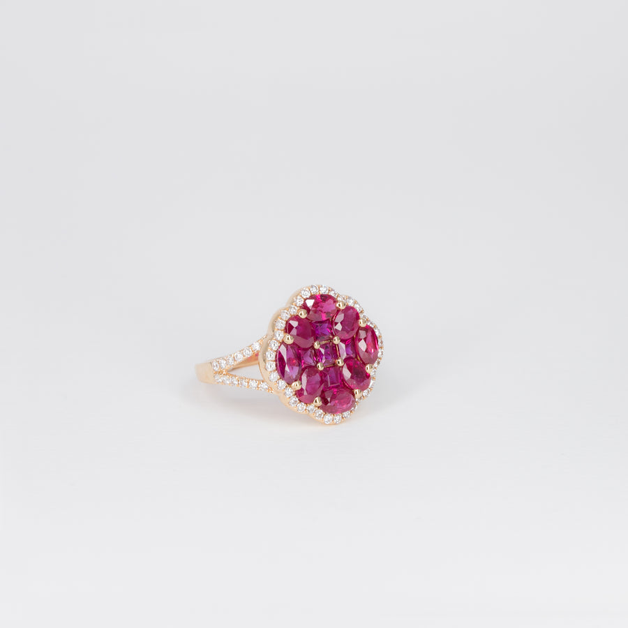 Bague Trèfle Rubis