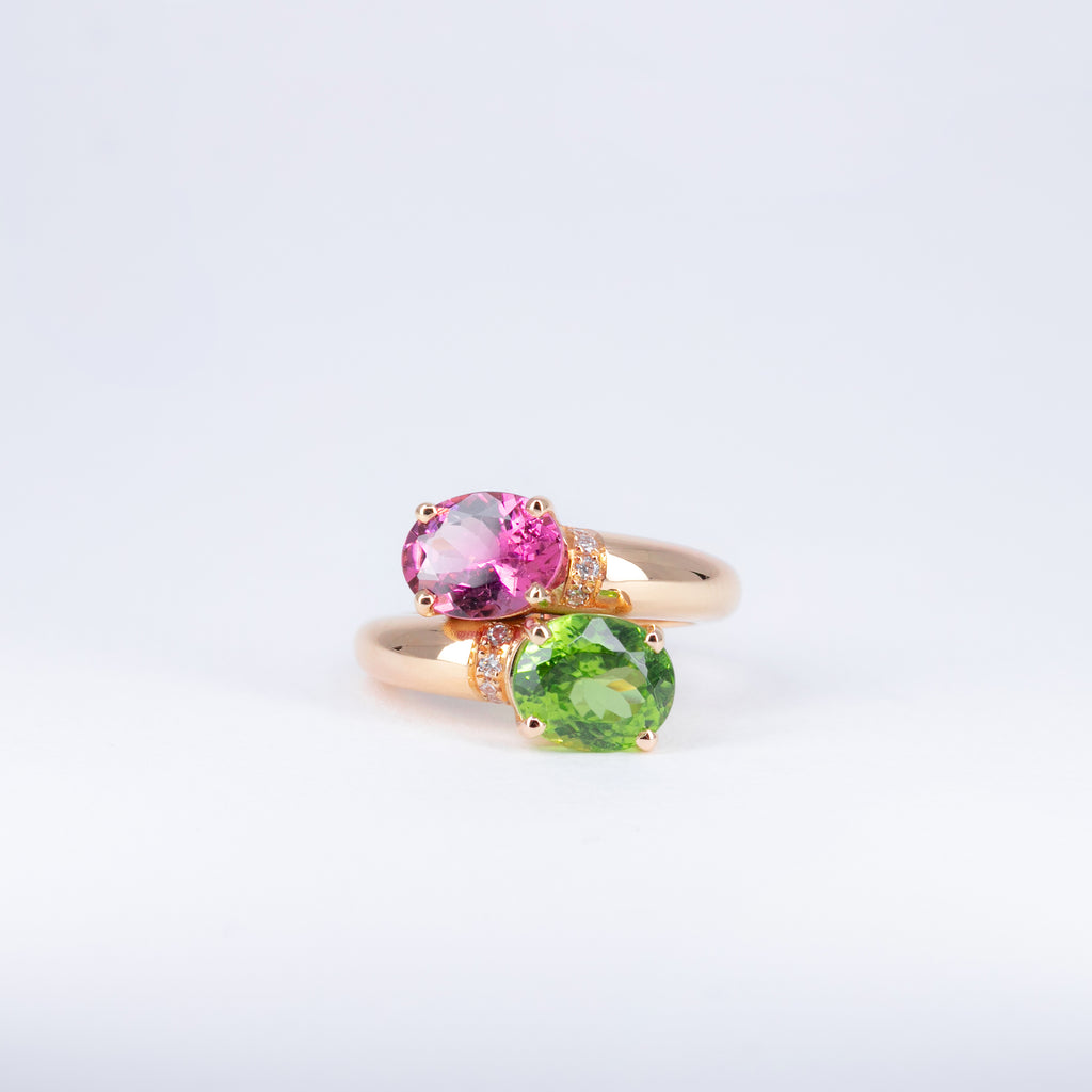 Bague Toi et Moi tourmalines
