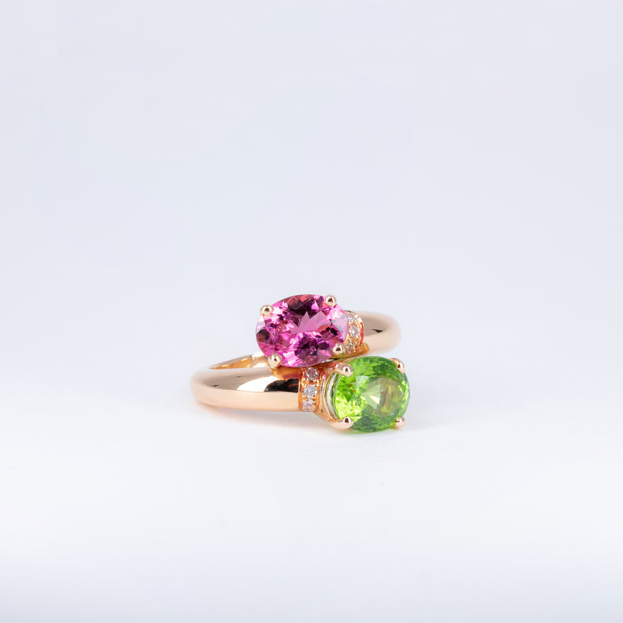 Bague Toi et Moi tourmalines