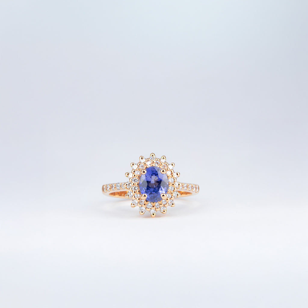 Bague saphir bleu et diamants