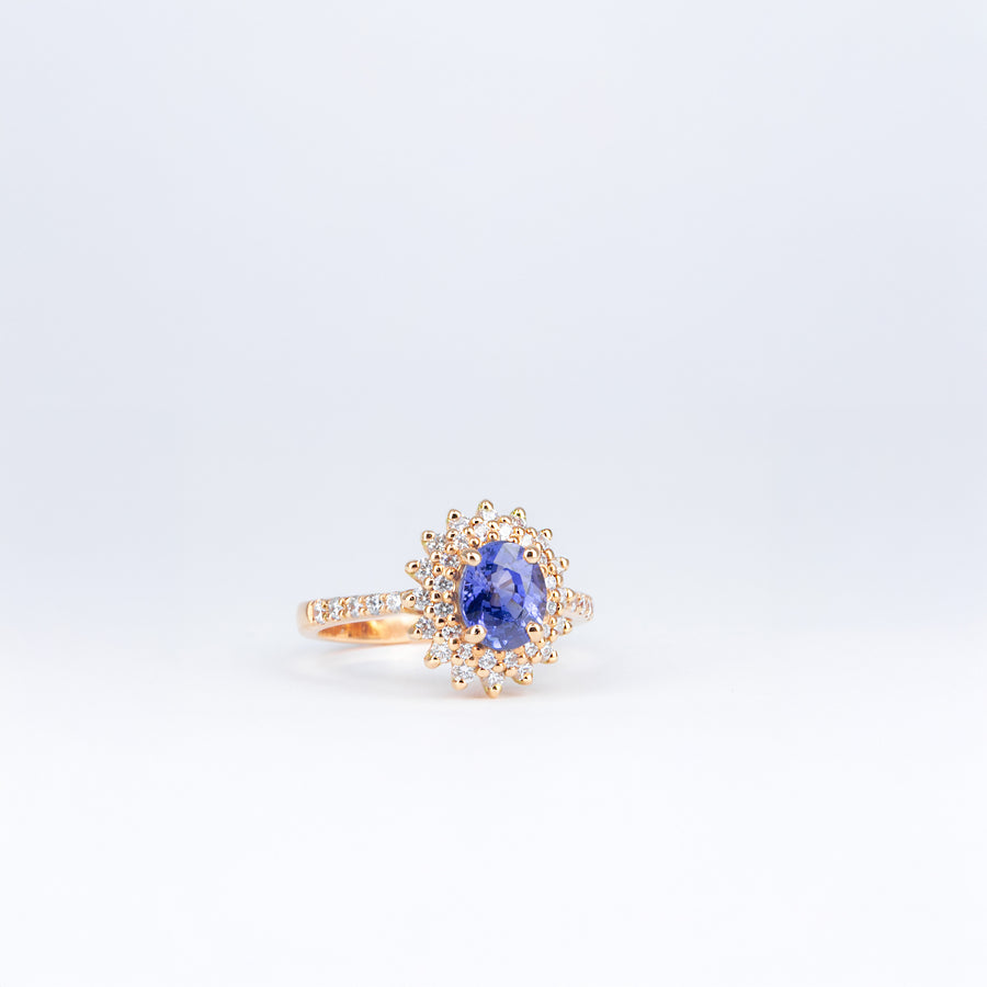 Bague saphir bleu et diamants