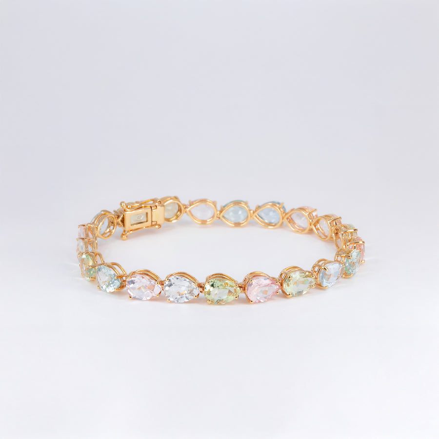 Bracelet Béryls morganites et topazes bleues