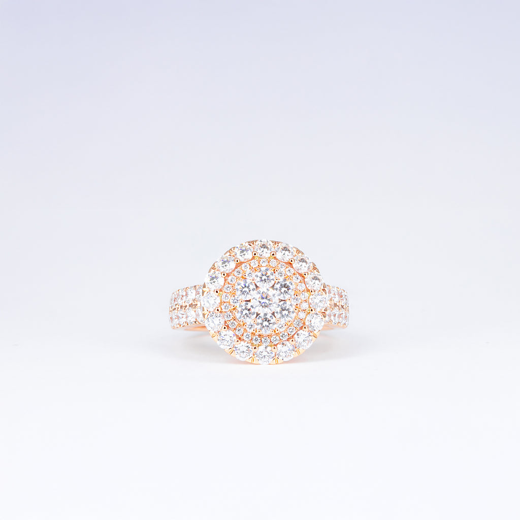 Bague or rose et diamants