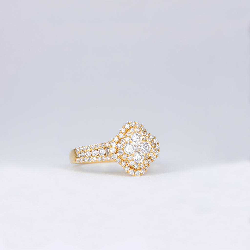 Bague Trèfle Or Jaune et diamants
