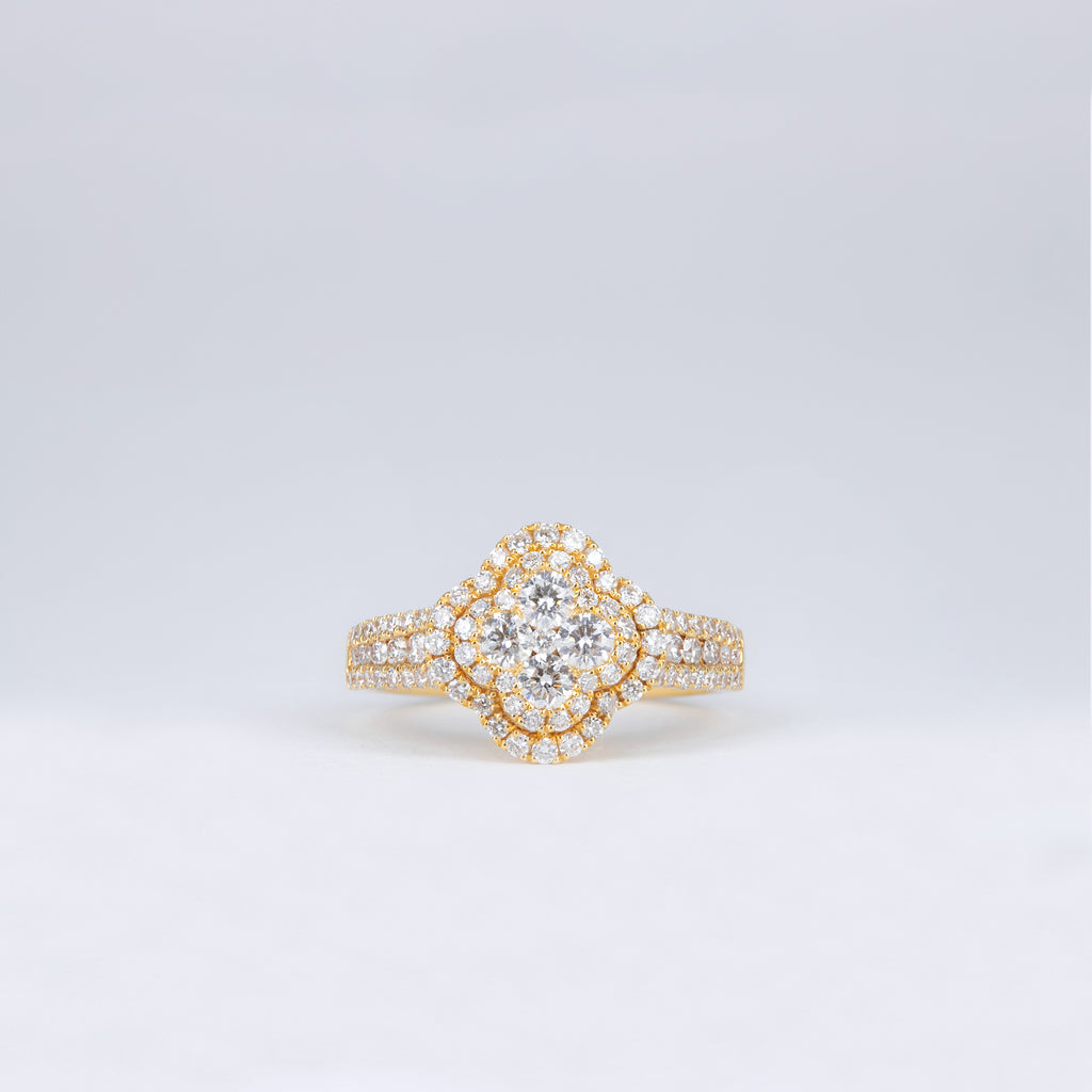 Bague Trèfle Or Jaune et diamants