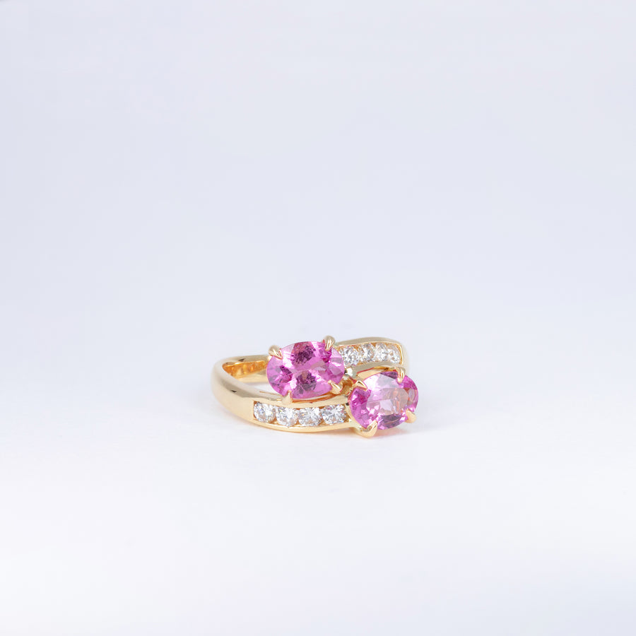 Bague toi & moi Tourmalines Roses