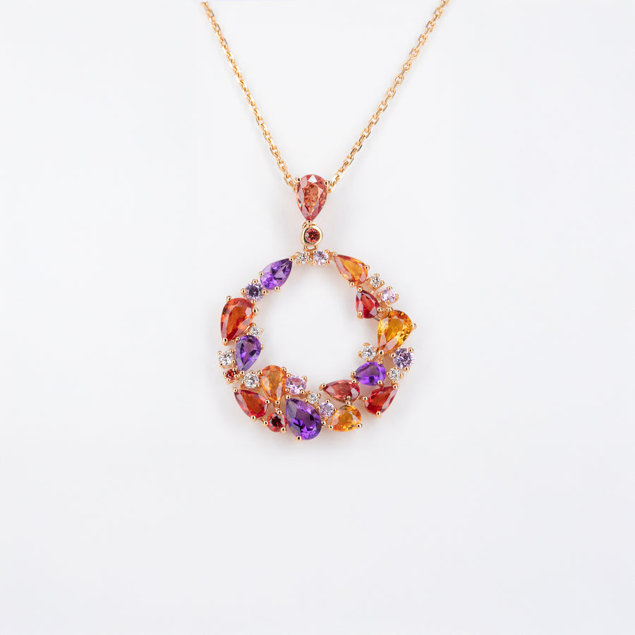 Collier Améthystes et Saphirs Multicolores