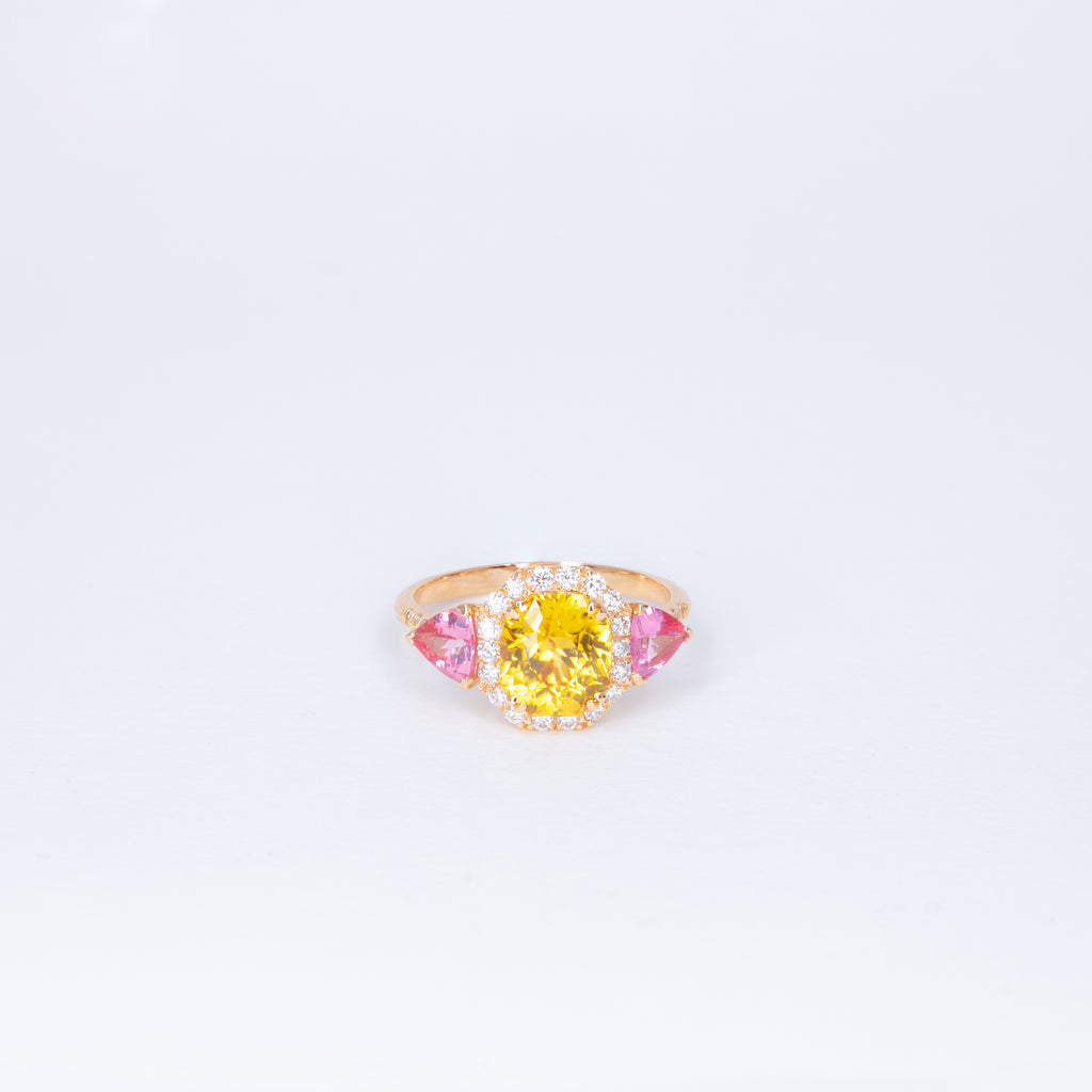 Bague Zircon et Saphirs Roses