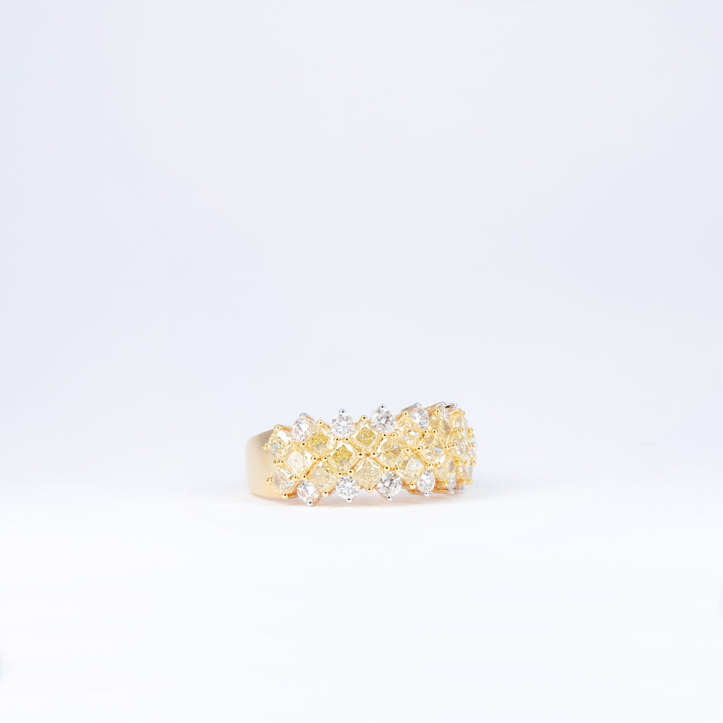 Bague Diamants Jaunes et Blancs