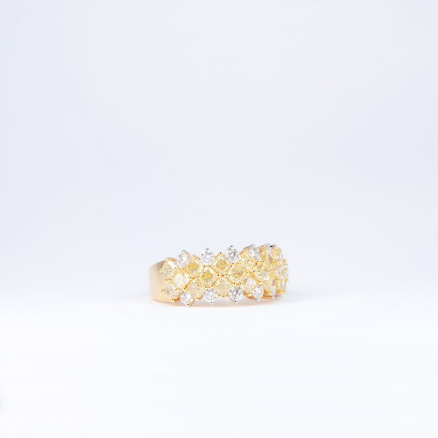 Bague Diamants Jaunes et Blancs