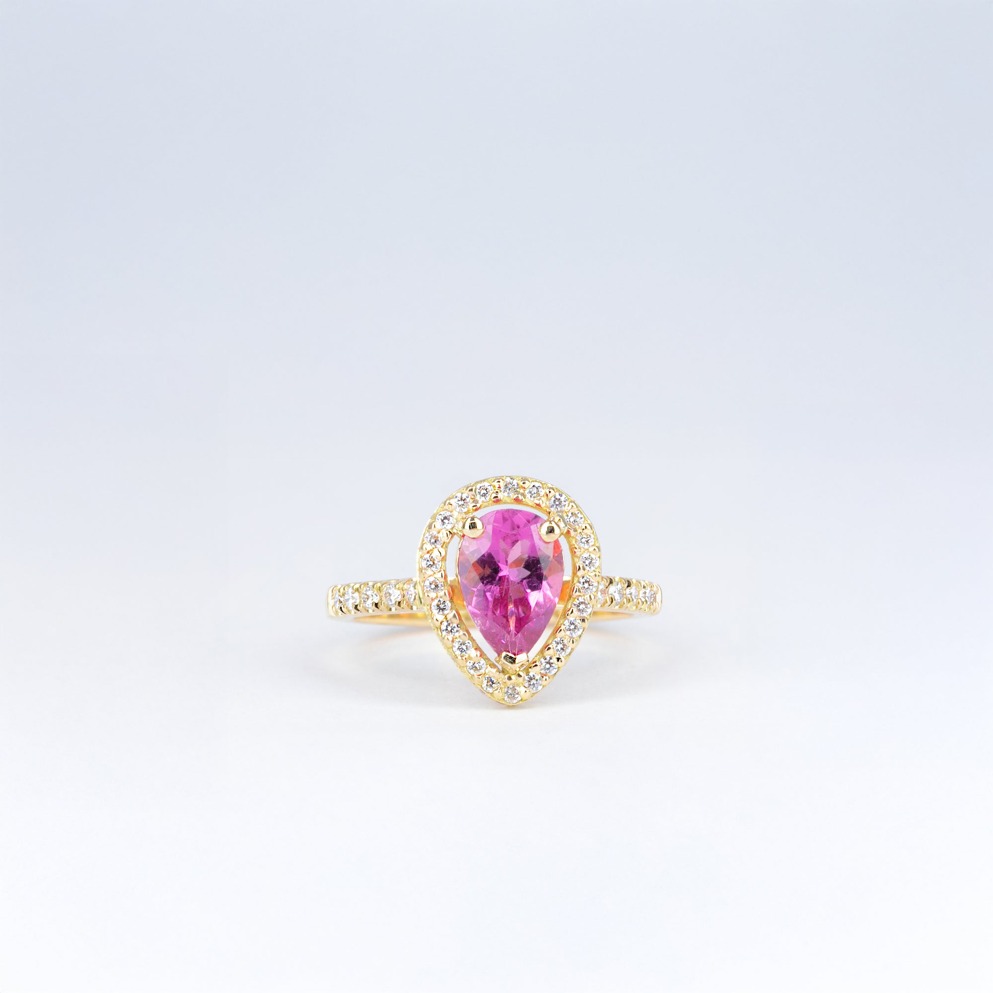 Bague tourmaline rose poire