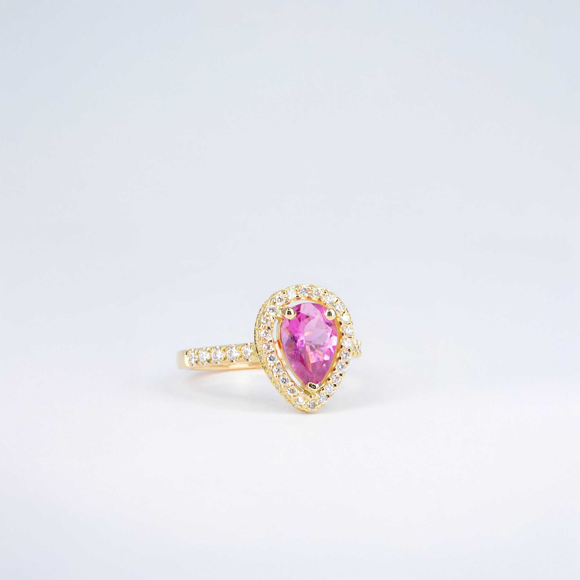 Bague tourmaline rose poire