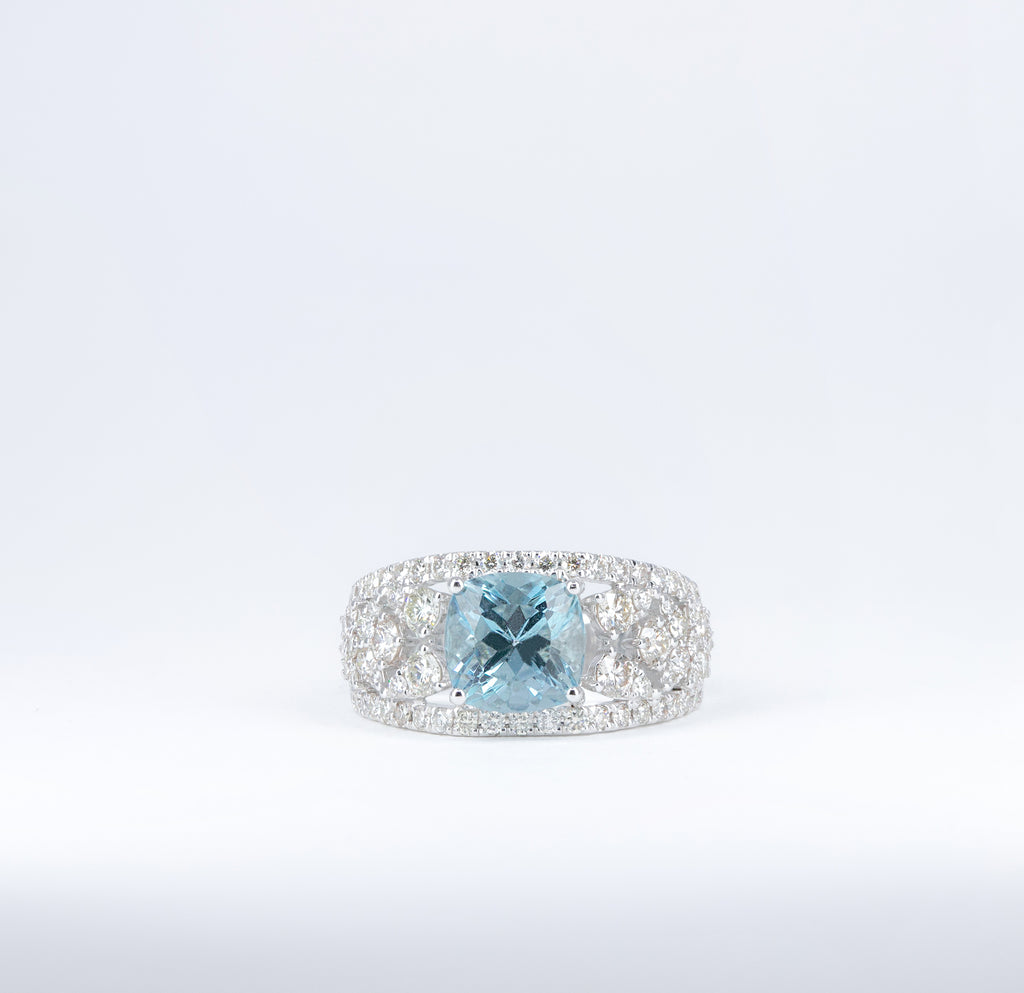 Bague Aigue-marine & Diamants