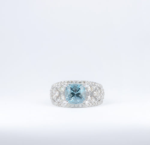 Bague Aigue-marine & Diamants