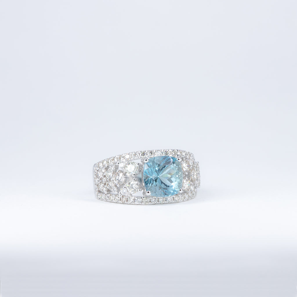 Bague Aigue-marine & Diamants