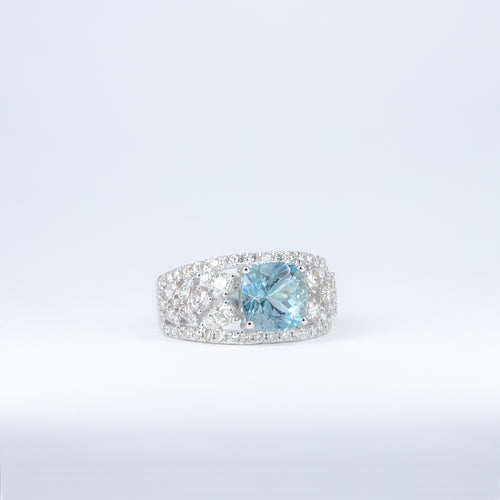 Bague Aigue-marine & Diamants