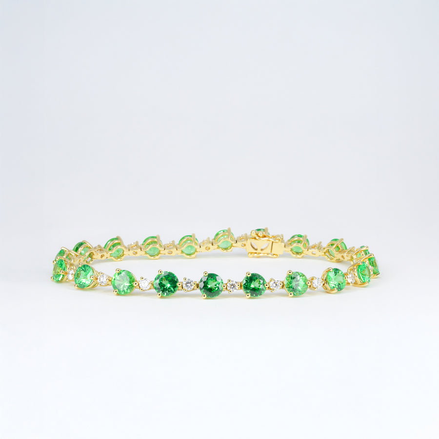 Bracelet tsavorites et diamants