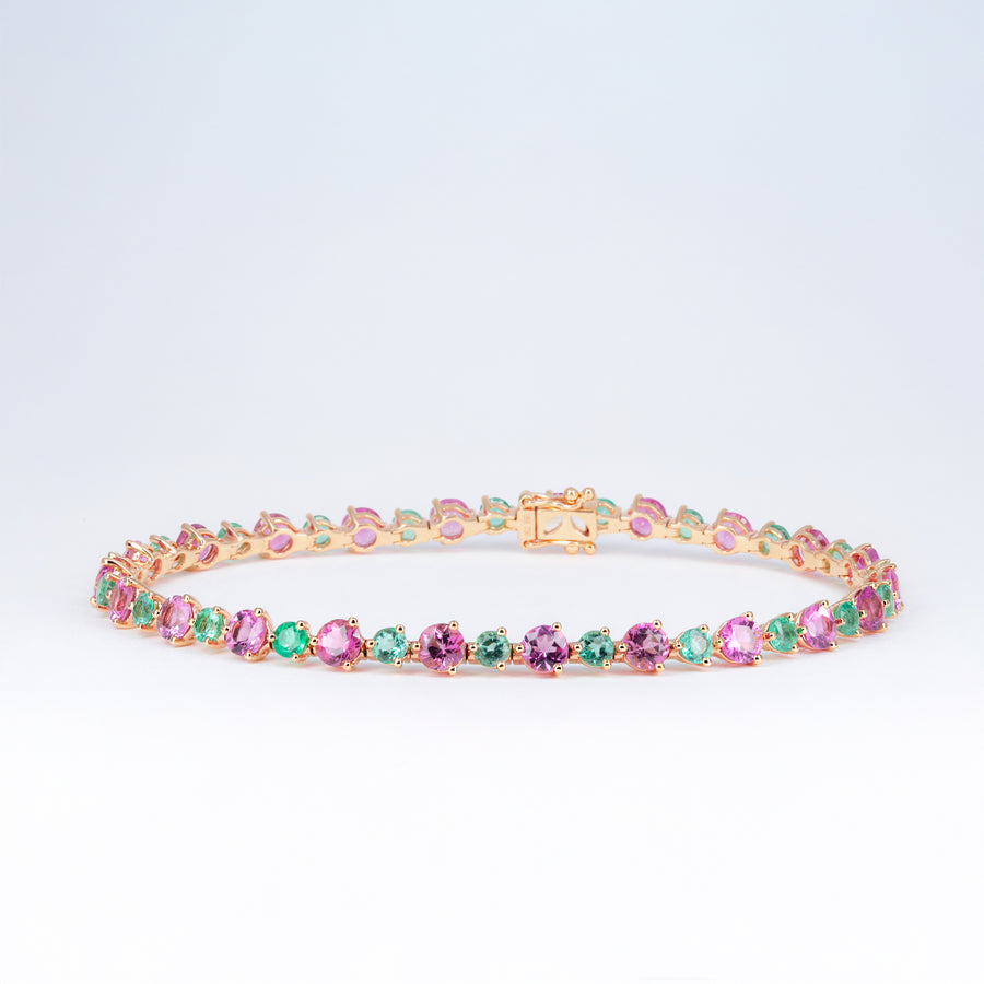 Bracelet tourmalines et émeraudes