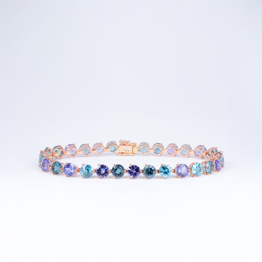 Bracelet tanzanites topazes London Blue et zircons