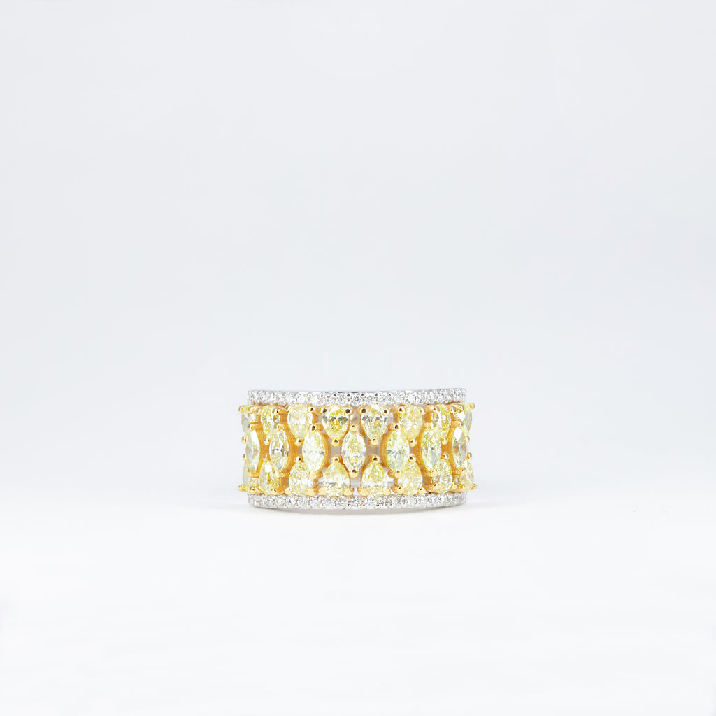Bague Diamants Jaunes et Blancs