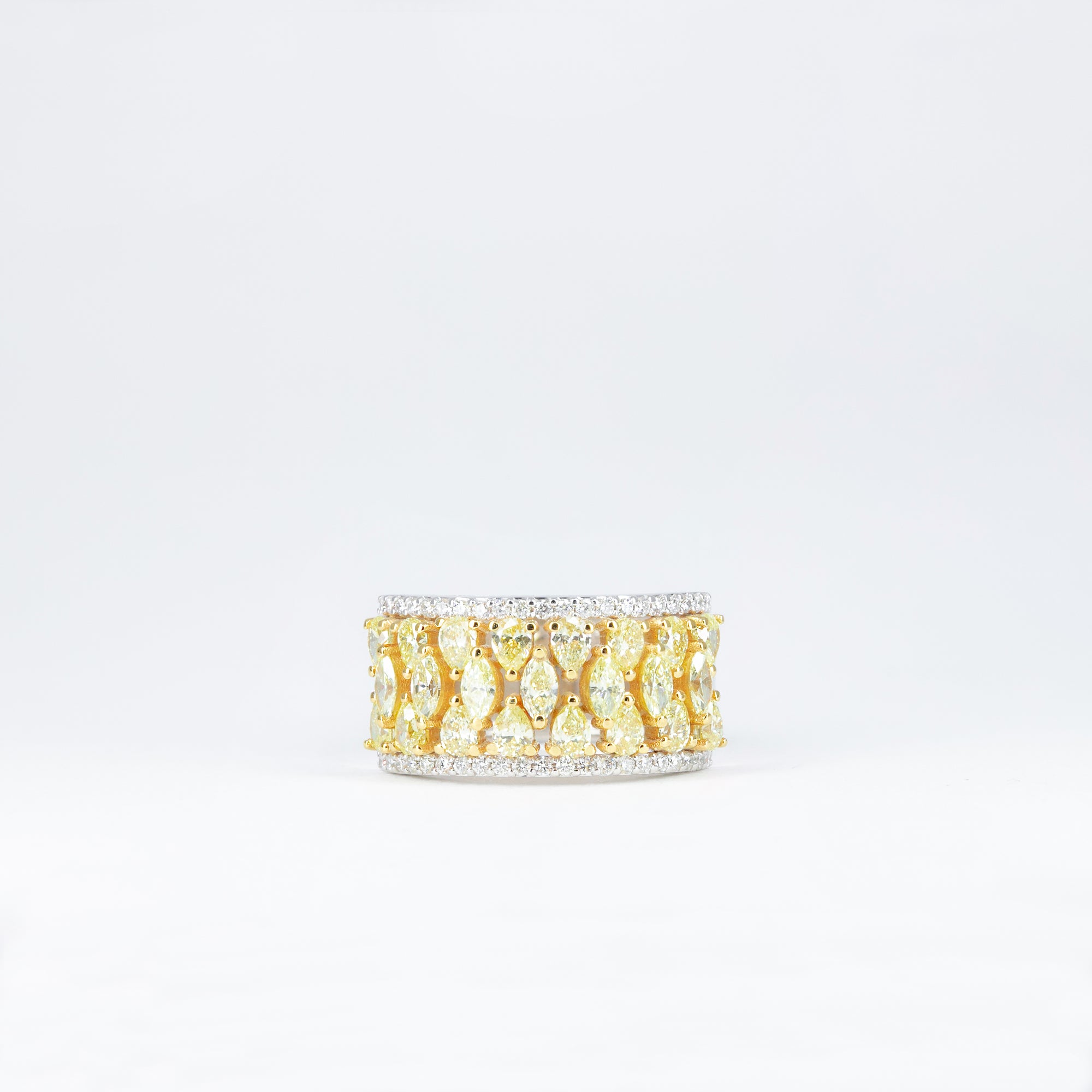 Bague Diamants Jaunes et Blancs