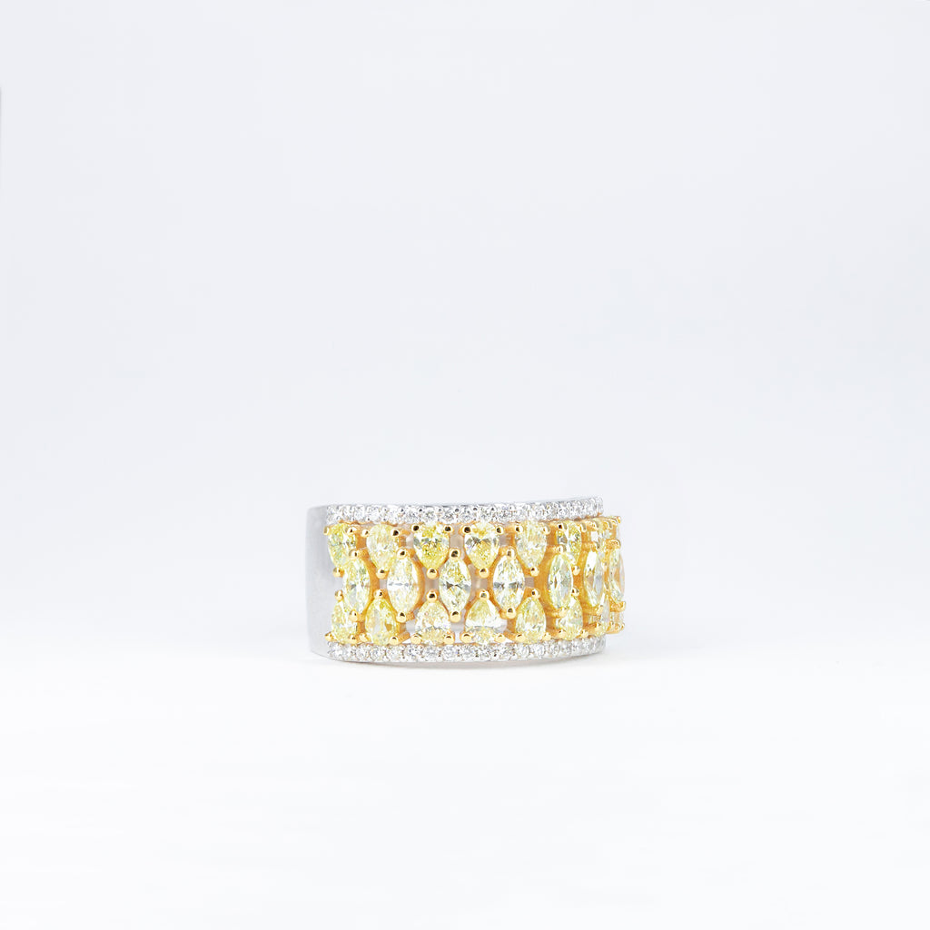 Bague Diamants Jaunes et Blancs
