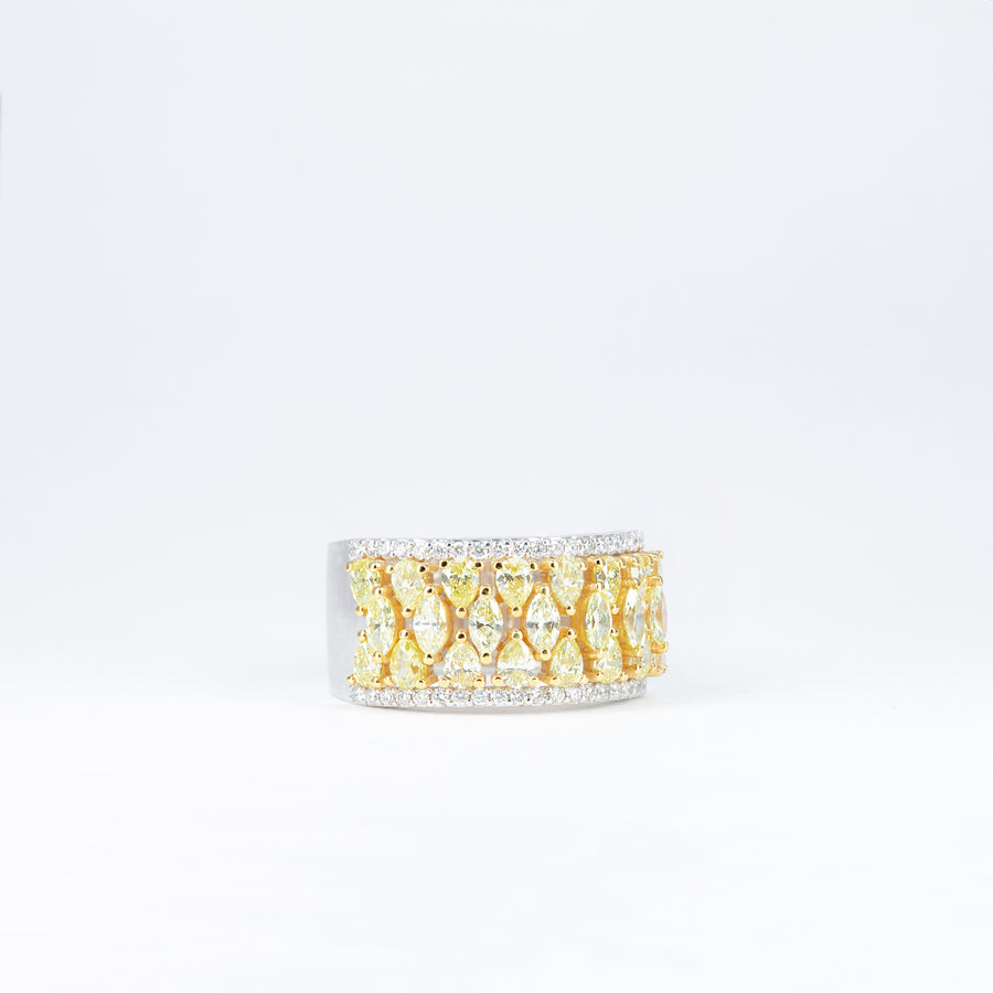 Bague Diamants Jaunes et Blancs