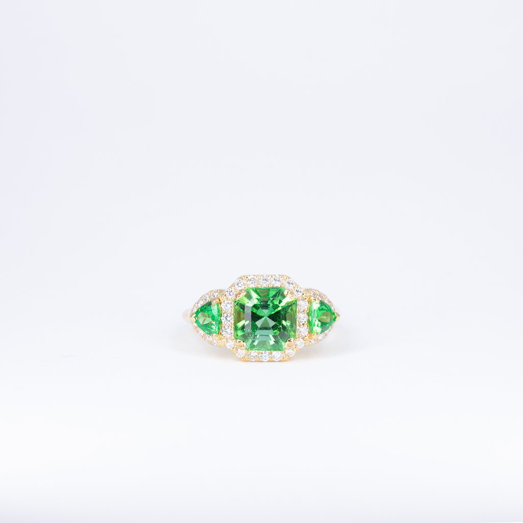 Bague Tourmaline et Tsavorites