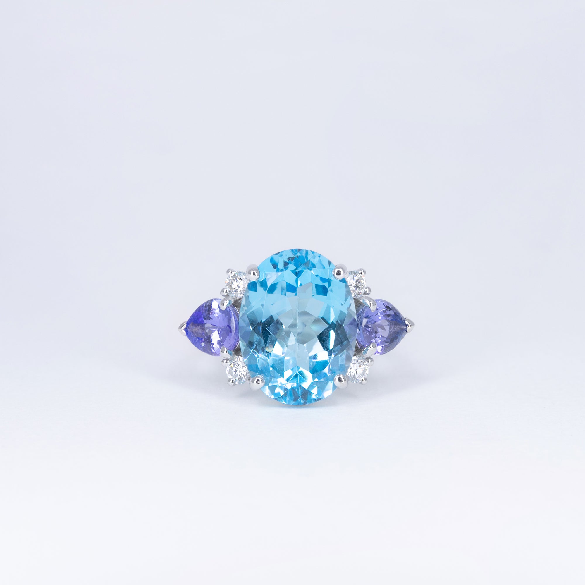 Bague Or blanc Topaze & Tanzanites