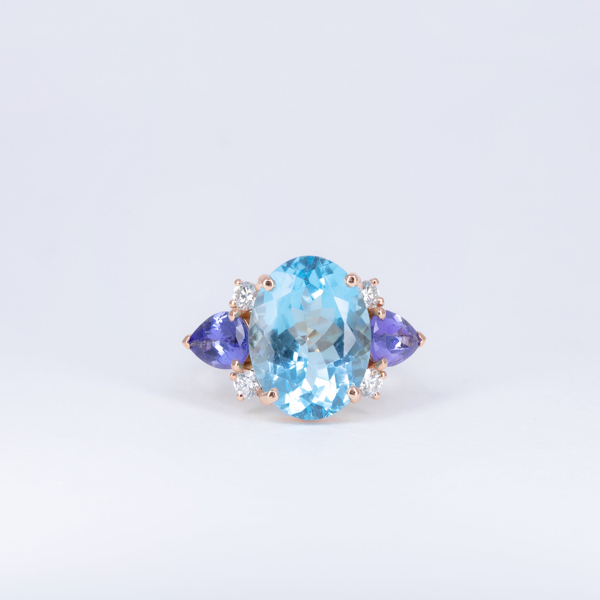 Bague Or rose Topaze & Tanzanites