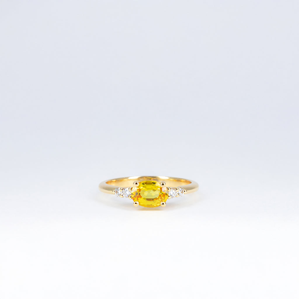 Bague saphir jaune et diamants