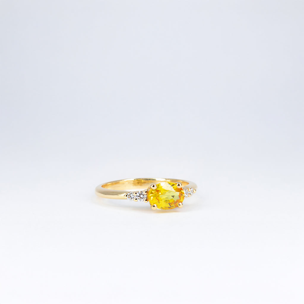 Bague saphir jaune et diamants