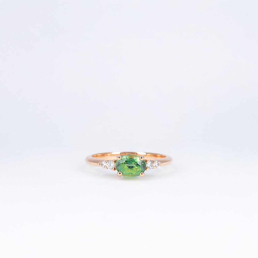 Bague tourmaline verte et diamants