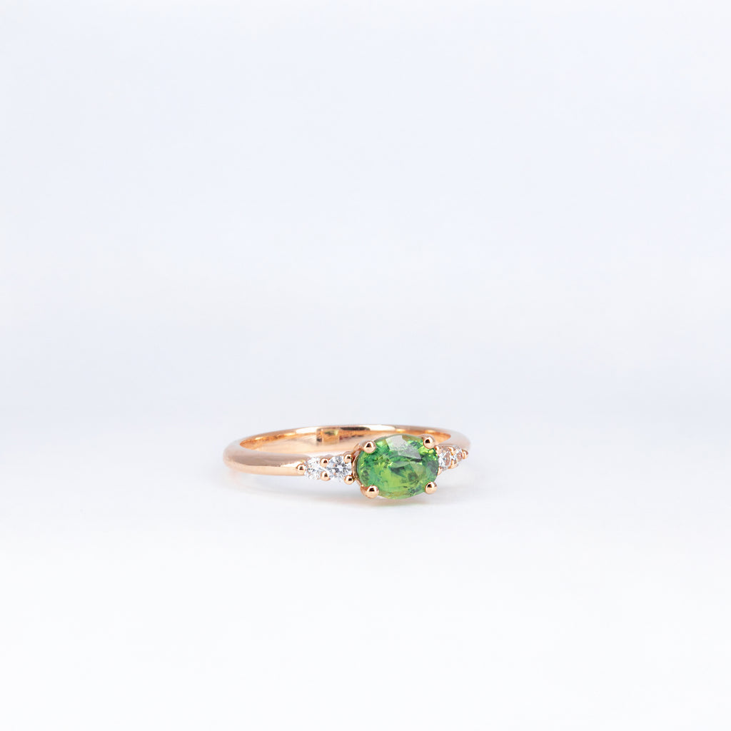 Bague tourmaline verte et diamants
