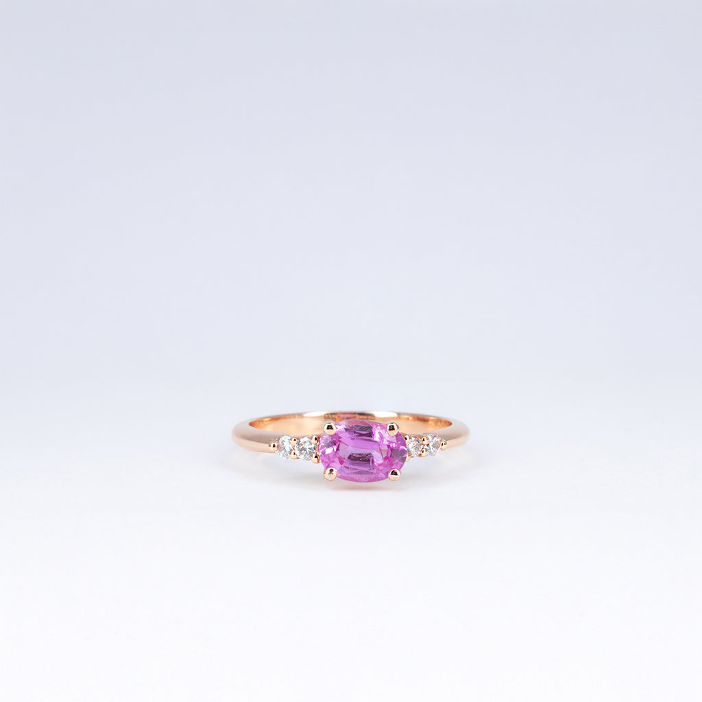 Bague saphir rose et diamants