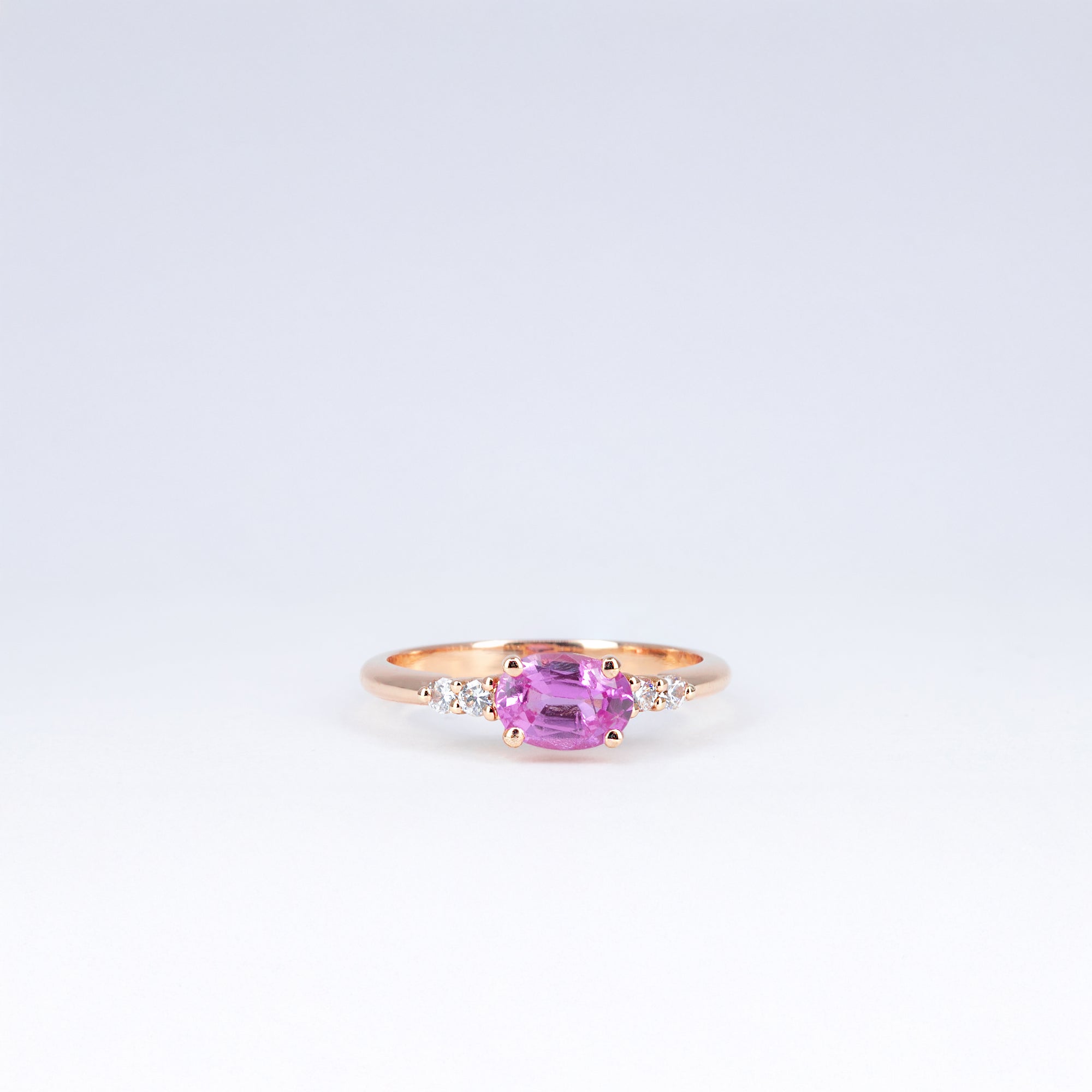 Bague saphir rose et diamants
