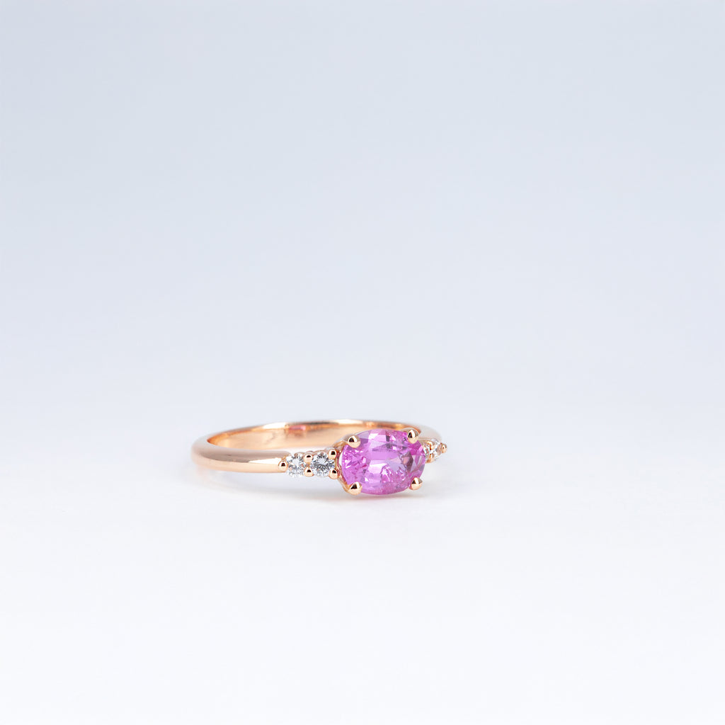 Bague saphir rose et diamants