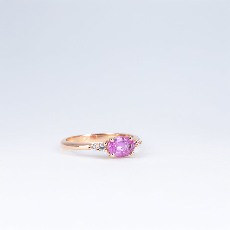 Bague saphir rose et diamants