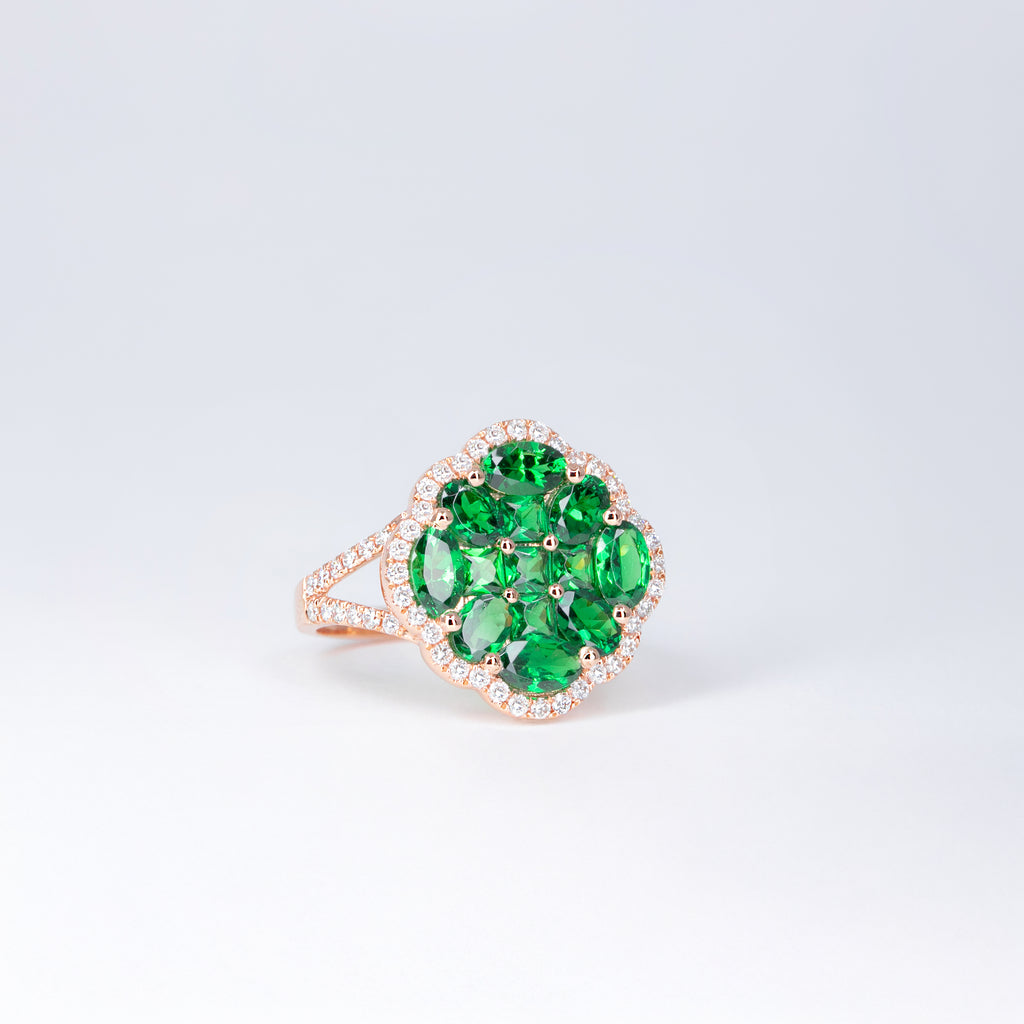 bague Trèfle Tsavorites