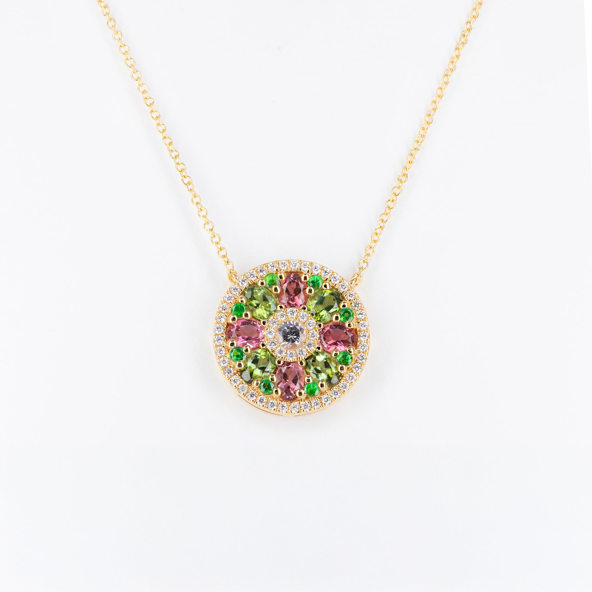 Pendentif tourmalines et diamants