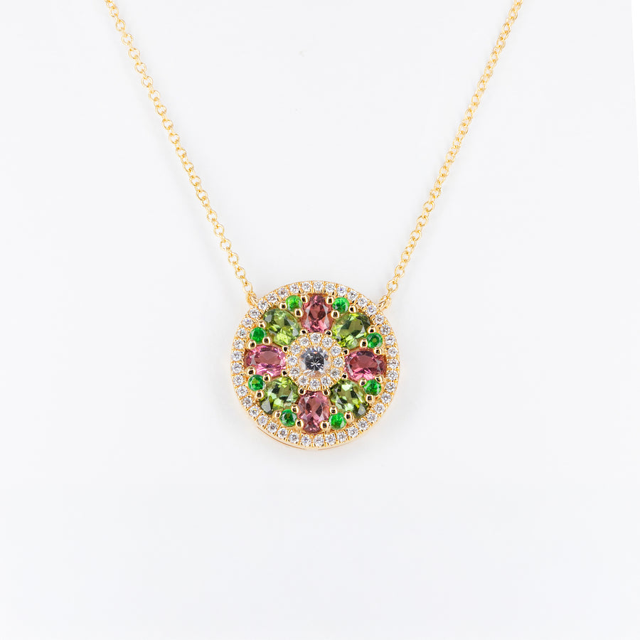 Pendentif tourmalines et diamants