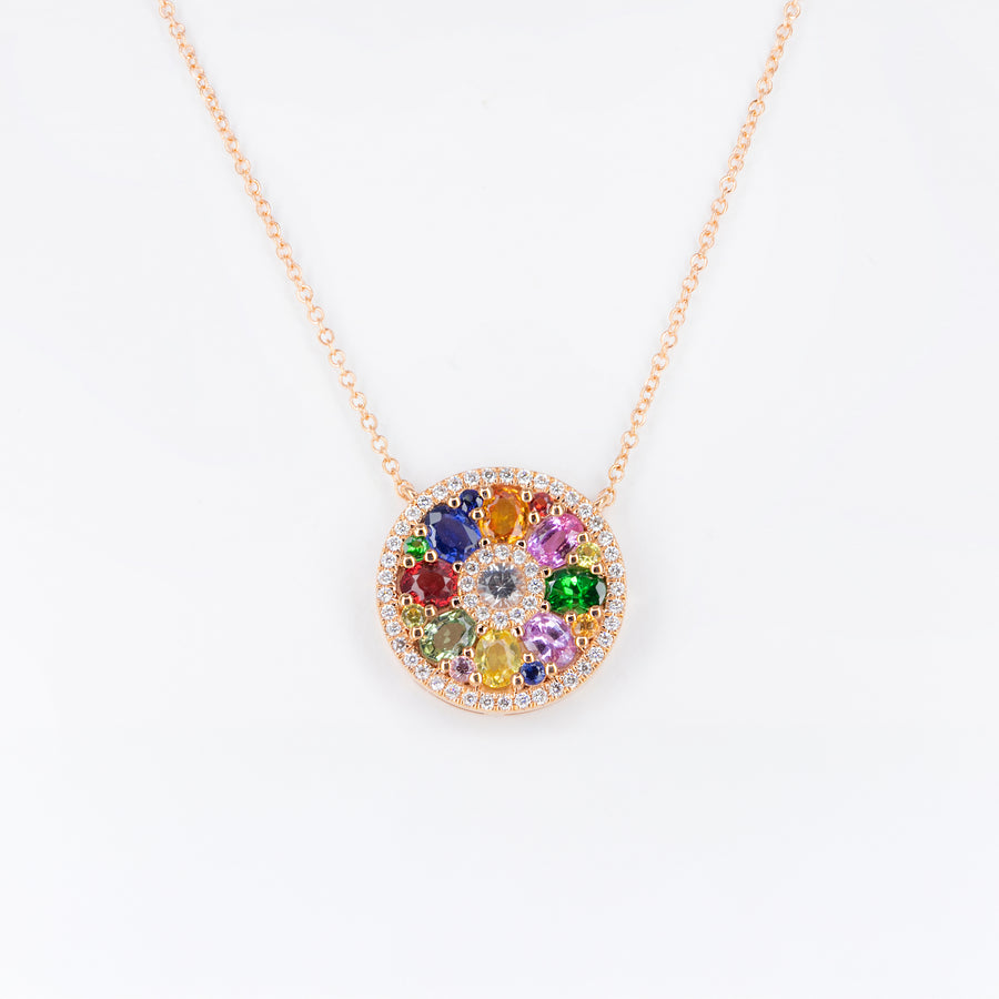Pendentif saphirs multicolores et diamants