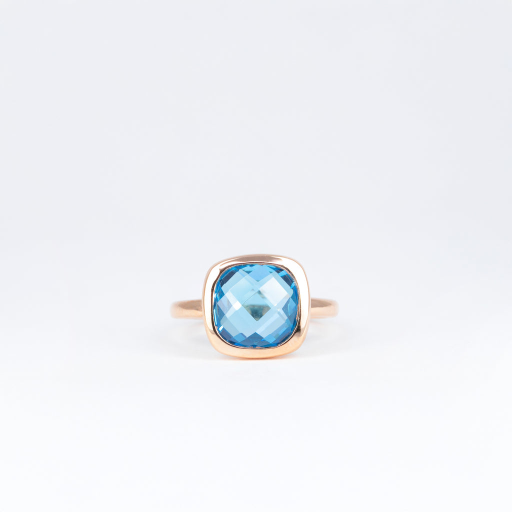 Bague Topaze Swiss Blue Coussin