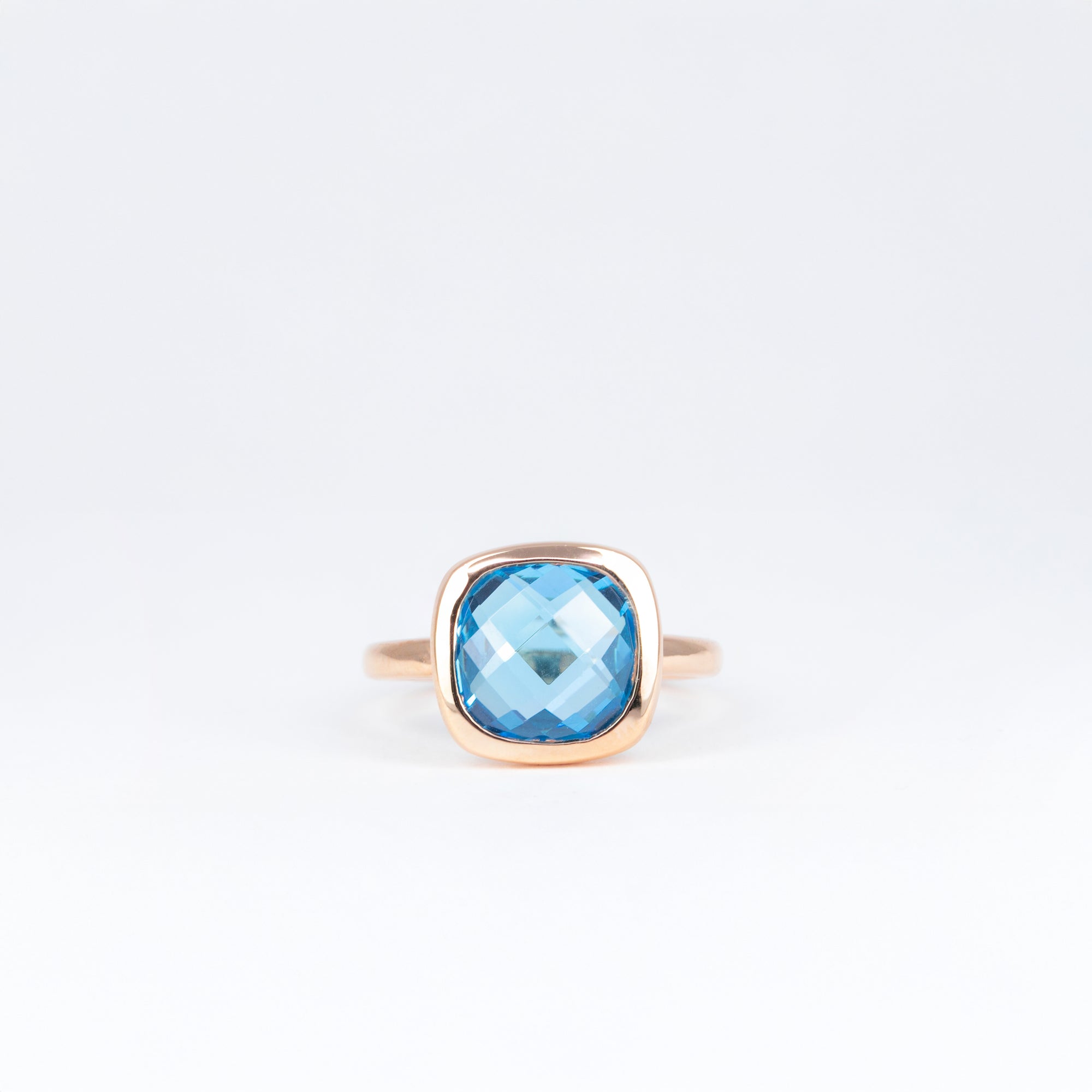 Bague Topaze Swiss Blue Coussin
