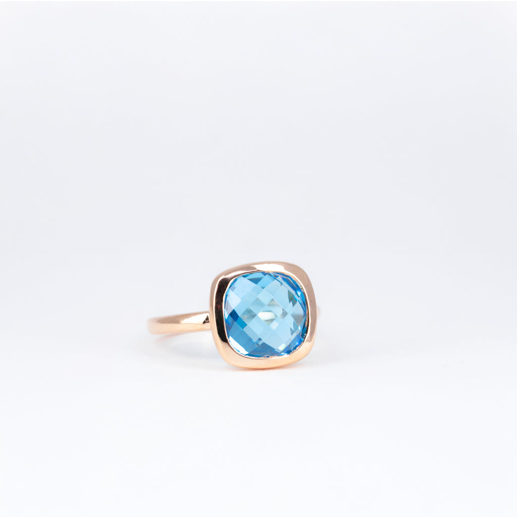 Bague Topaze Swiss Blue Coussin